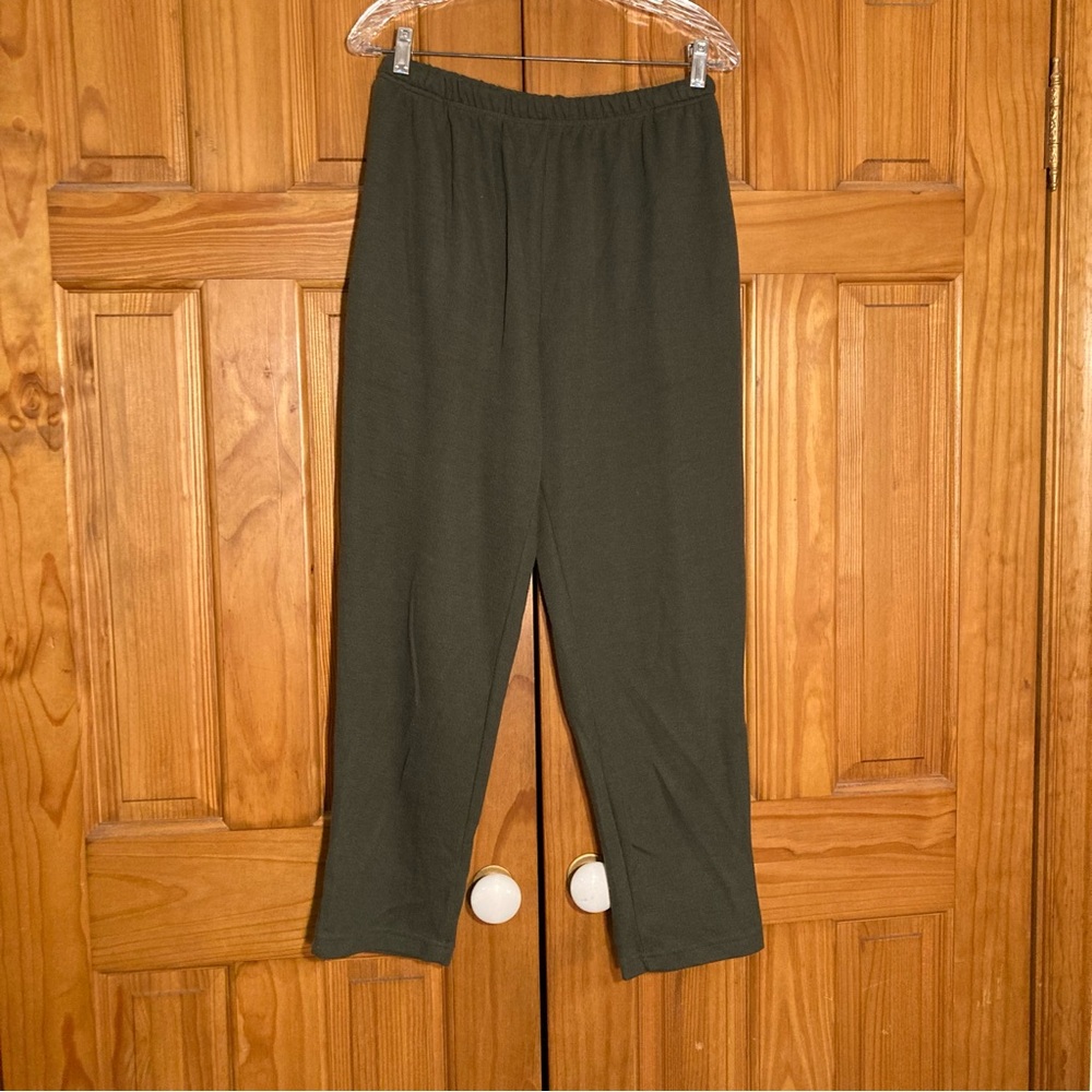 EUC Jenny Buchanan Vintage 90s Pull On Knit Pants Elastic Waist Green Size LP